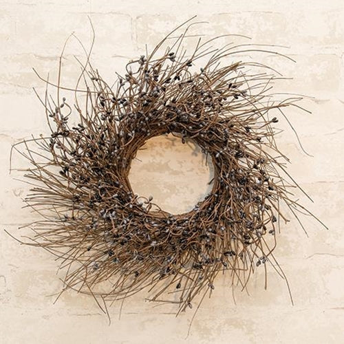 Gray & Black Pip Twig Wreath 16"