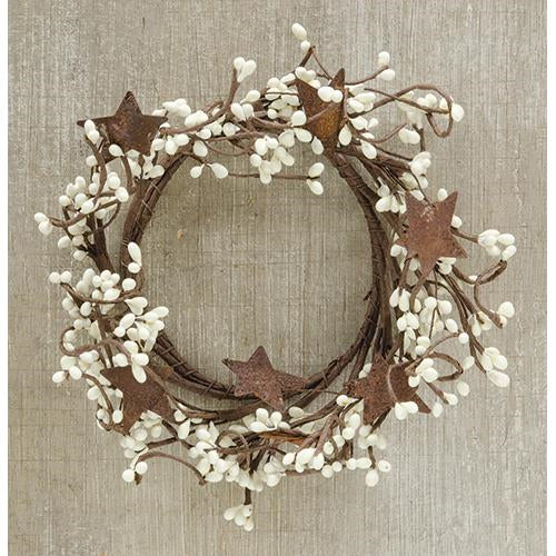 Pip Berry Ring With Stars Ivory 4" (Pack of 4)