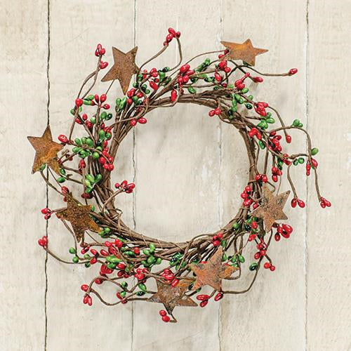 Pip Berry Ring With Stars Red and Green 4"  (Pack of 4)