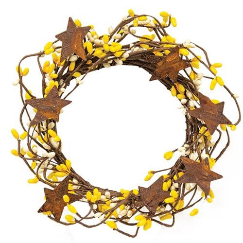 Pip Berry Ring With Stars Yellow & Cream 4" (Pack of 4)