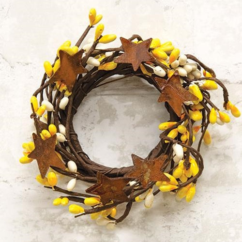 Pip Berry Ring With Stars Yellow & Cream 2" (Pack of 4)