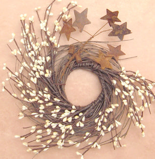 Ivory Pip & Star Twig Wreath 10"  (Pack of 4)
