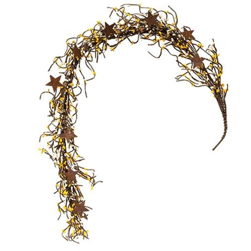 Pip Berry Garland With Stars Yellow & Cream 40" (Pack of 2)