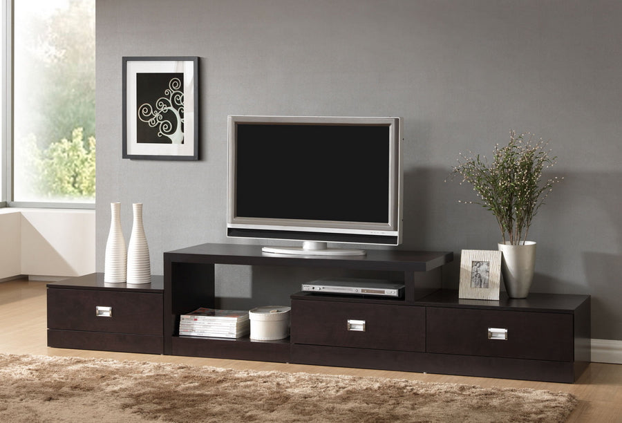 Baxton Studio Marconi Brown Asymmetrical Modern TV Stand