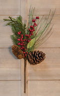 Berry Pinecone Pick 18"  (Pack of 4)