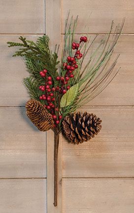 Berry Pinecone Pick 18"  (Pack of 4)