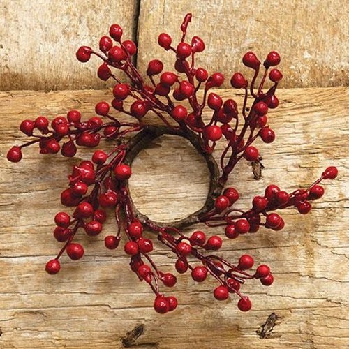 Red Berry Candle Ring 1.5" (Pack of 4)