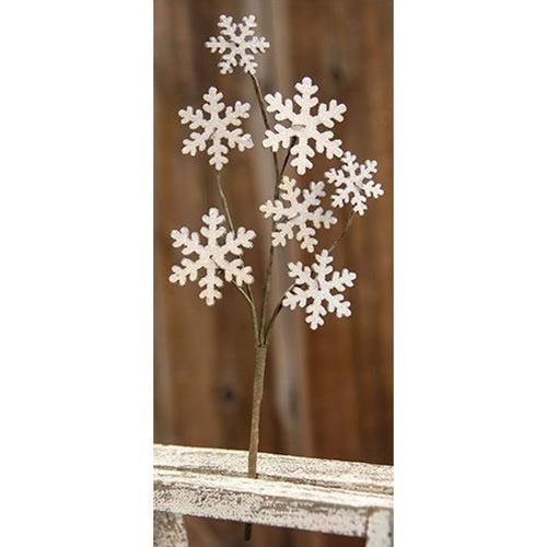 Wooden Snowflake Pick 13"  (Pack of 4)