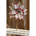 *Small Red & White Plaid Poinsettia Pick (Pack of 4)