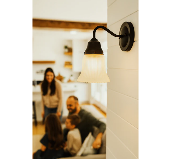 Frosted Bell-Shaped Holophane Glass Wall Sconce or Pendant Light