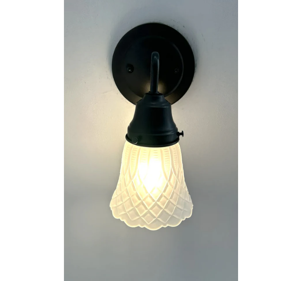 Frosted Diamond Quilted Glass Wall Sconce