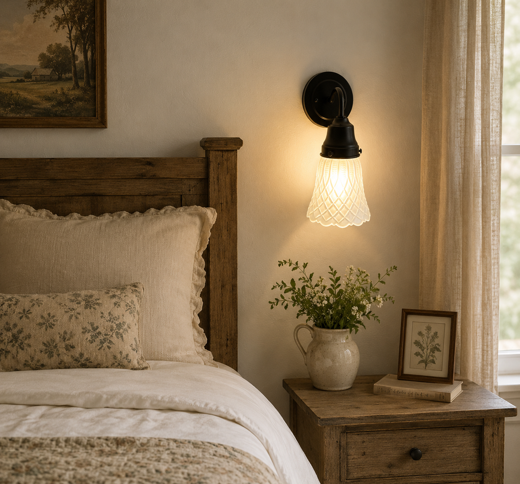 Frosted Diamond Quilted Glass Wall Sconce