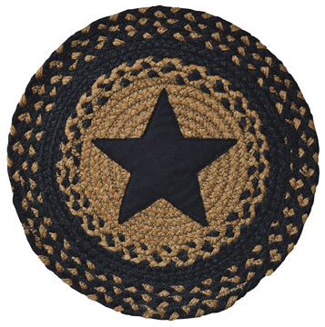 Star Braided Mat Black  (Pack of 4)