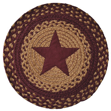 Burgundy Star Braided Mat - 15"  (Pack of 4)
