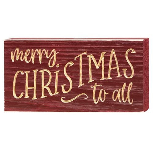 Merry Christmas to All Engraved Block 3.5" x 8"  (Pack of 4)