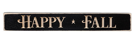 Happy Fall Engraved Block Black - 12" (Pack of 4)