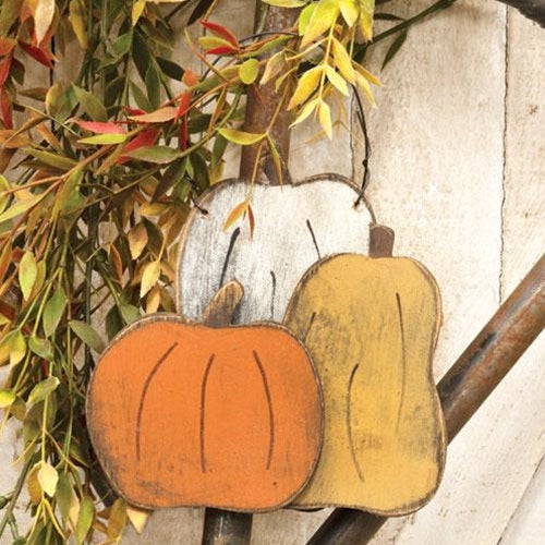 Primitive Triple Pumpkin Ornament  (Pack of 4)