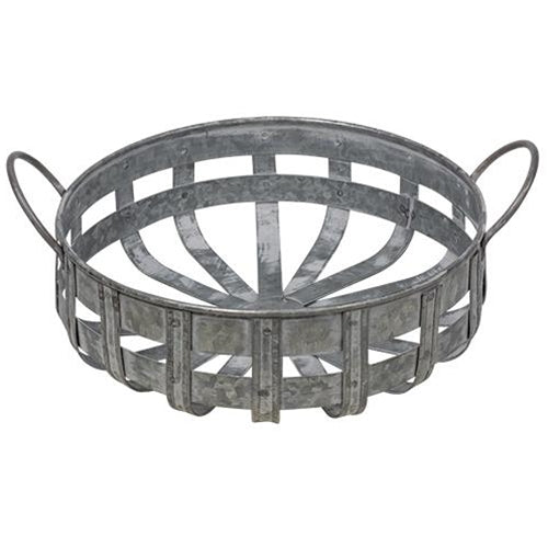 Washed Galvanized Metal Basket with Handles (Pack of 2)