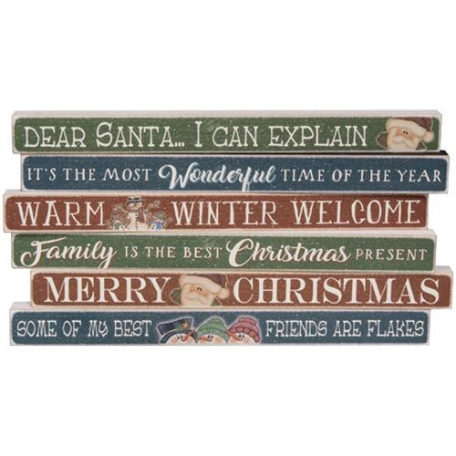 Christmas Variety Sayings Block Assorted (Pack of 4)