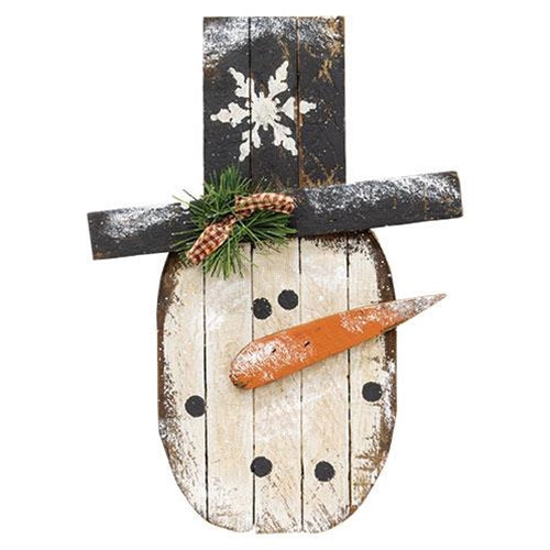 Hanging Snowflake Lath Snowman Head 16"