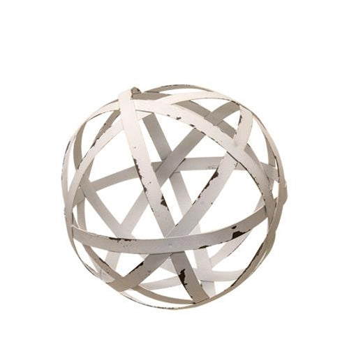 Cream Metal Band Sphere 4" (Pack of 2)