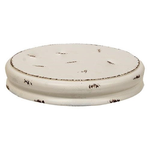 White Distressed Double Candle Plate 10"