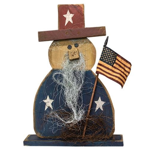 Wooden Uncle Sam on Base 19"