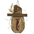 Hanging Lath Scarecrow Head w/Fall Flowers 16"