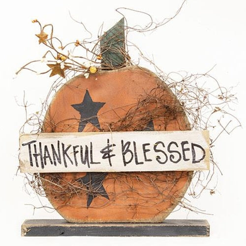 Thankful & Blessed Pumpkin on Base 14" (Pack of 2)