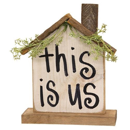 "This is Us" Wooden Farmhouse on Base (Pack of 2)