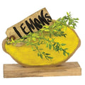Distressed Painted Wood Lemon on Base