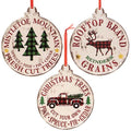 Vintage Look Holiday Plaque Ornament 3 Asstd. (Pack of 4)