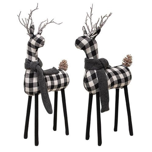 Black & White Plaid Deer 20" H