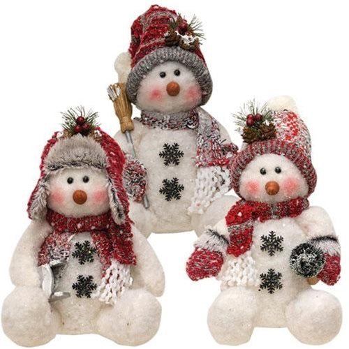Plush Sitting Snowman 11"H 3 Asstd. (Pack of 2)