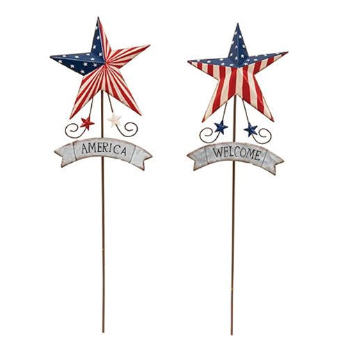 Americana Star Yard Stake 20" 2 Asstd. (Pack of 2)