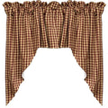 2/Set Burgundy Check Swags