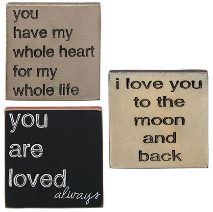 Moon Square Block Sign 4" 3 Asstd.  (Pack of 4)