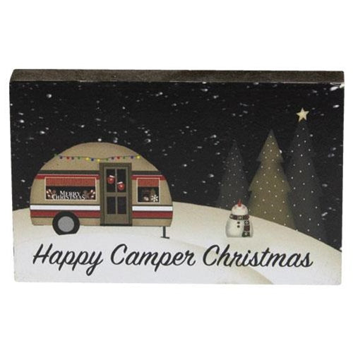 Happy Camper Christmas Block (Pack of 4)