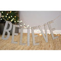 "Believe" Silver Wood Garland Small  (Pack of 4)
