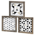 Black and White Geometric Box Sign 3 asstd. (Pack of 2)
