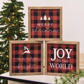 Joy to the World Buffalo Check Box Sign 3 asstd.  (Pack of 4)