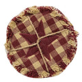 4/Set Burgundy & Tan Check Star Applique Round Coasters (Pack of 2)