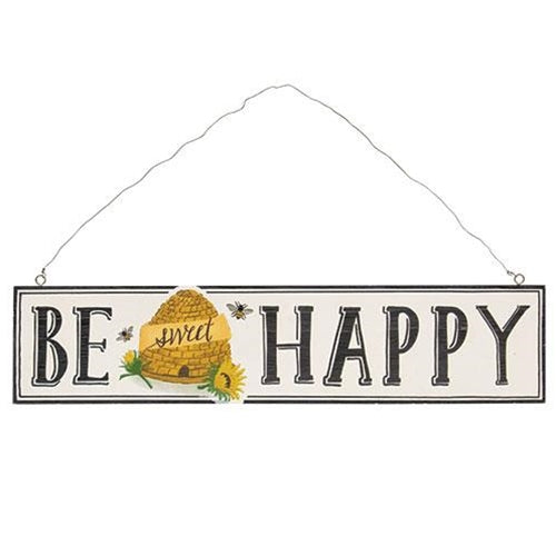 Be Happy Beehive Sign (Pack of 2)