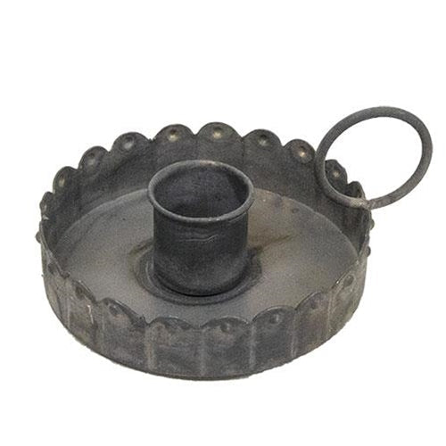 Antiqued Gray Scalloped Taper Holder (Pack of 4)
