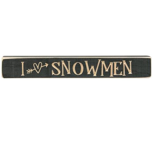 I Heart Snowmen Engraved Block 12" Knight's Green (Pack of 4)