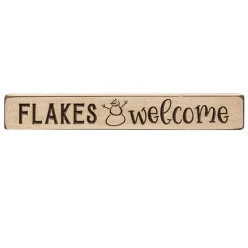 Flakes Welcome Engraved Block 12" Auth. White (Pack of 4)