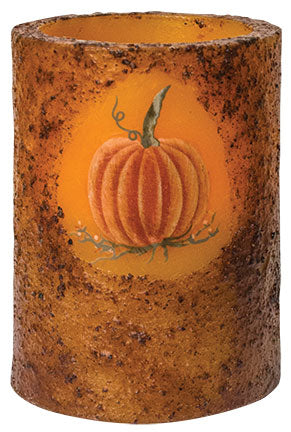 3.5" Burnt Mustard Pumpkin Timer Pillar (Pack of 2)