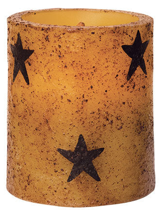 3.5" Burnt Mustard Star Timer Pillar (Pack of 2)