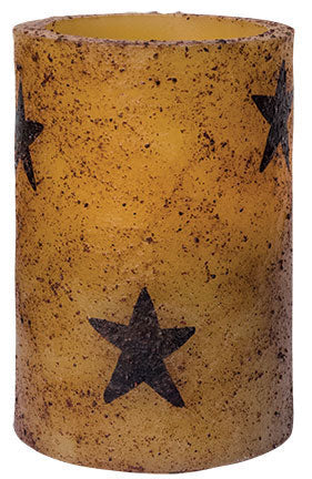 4.5" Burnt Ivory Star Timer Pillar  (Pack of 4)