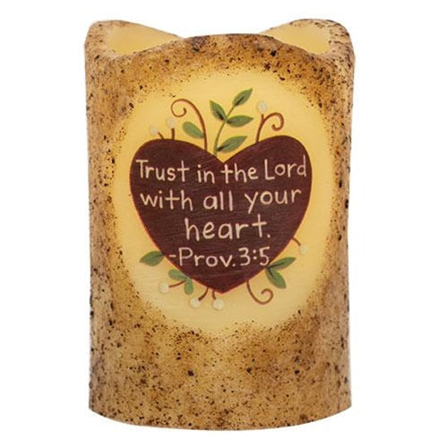 Trust in the Lord Heart Pillar 3x4.5" (Pack of 2)